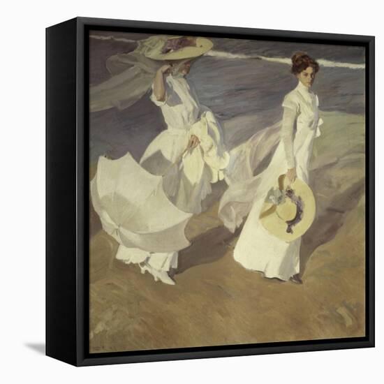 Stroll to the Edge of the Sea-Joaquín Sorolla y Bastida-Framed Premier Image Canvas