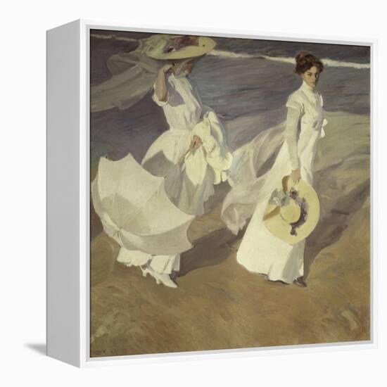 Stroll to the Edge of the Sea-Joaquín Sorolla y Bastida-Framed Premier Image Canvas