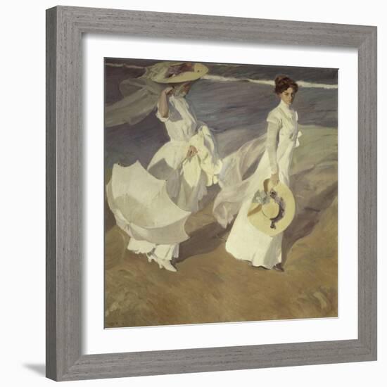 Stroll to the Edge of the Sea-Joaquín Sorolla y Bastida-Framed Giclee Print