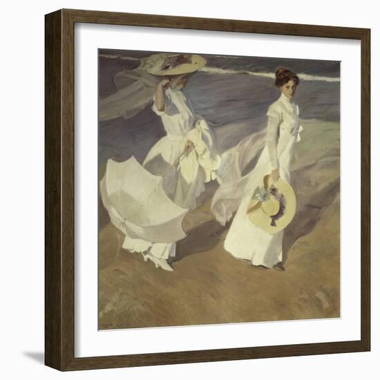 Stroll to the Edge of the Sea-Joaquín Sorolla y Bastida-Framed Giclee Print