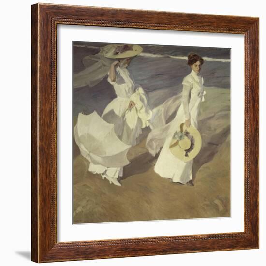 Stroll to the Edge of the Sea-Joaquín Sorolla y Bastida-Framed Giclee Print