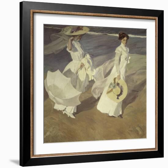 Stroll to the Edge of the Sea-Joaquín Sorolla y Bastida-Framed Giclee Print