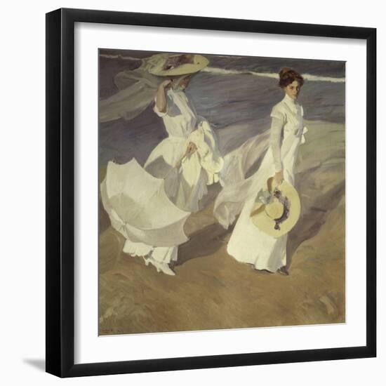 Stroll to the Edge of the Sea-Joaquín Sorolla y Bastida-Framed Giclee Print