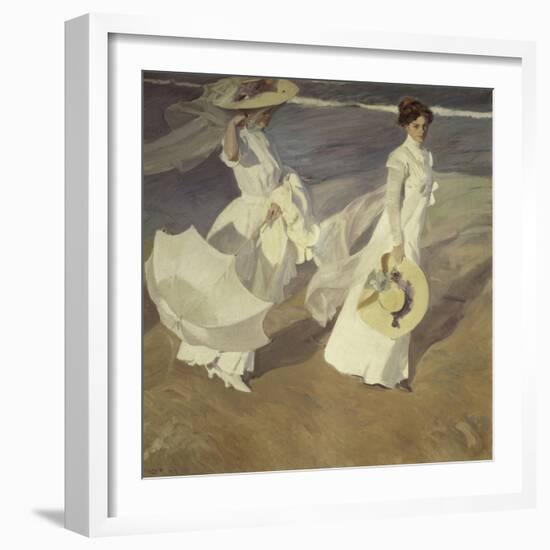 Stroll to the Edge of the Sea-Joaquín Sorolla y Bastida-Framed Giclee Print