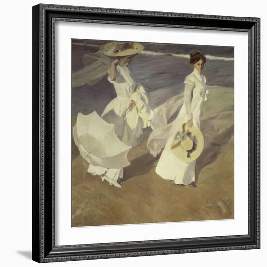 Stroll to the Edge of the Sea-Joaquín Sorolla y Bastida-Framed Giclee Print