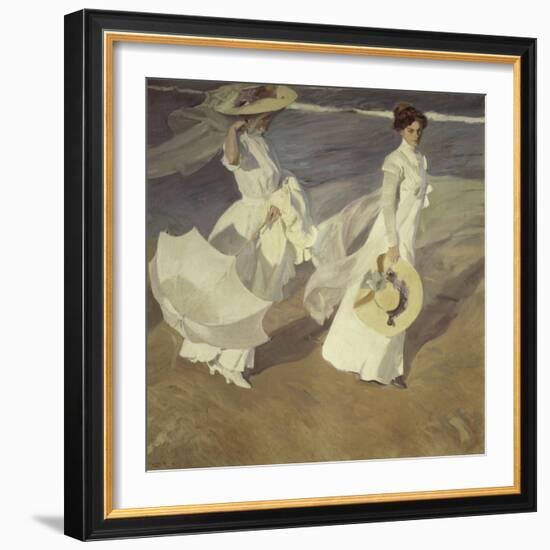 Stroll to the Edge of the Sea-Joaquín Sorolla y Bastida-Framed Giclee Print