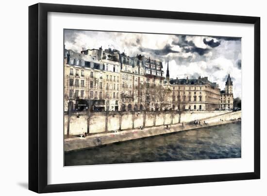 Stroll to the waterfront in Paris-Philippe Hugonnard-Framed Giclee Print