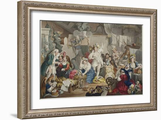 Strolling Actresses Dressing in a Barn, Illustration from 'Hogarth Restored: the Whole Works of…-William Hogarth-Framed Giclee Print