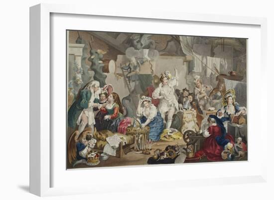 Strolling Actresses Dressing in a Barn, Illustration from 'Hogarth Restored: the Whole Works of…-William Hogarth-Framed Giclee Print