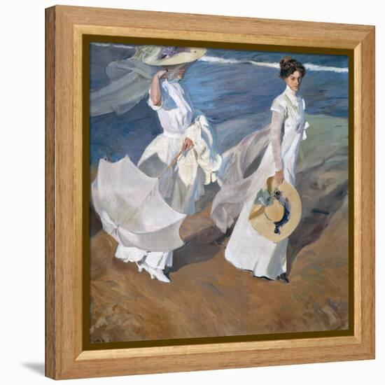 Strolling along the Seashore. 1909-Joaquin Sorolla-Framed Premier Image Canvas