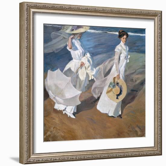 Strolling along the Seashore. 1909-Joaquin Sorolla-Framed Giclee Print