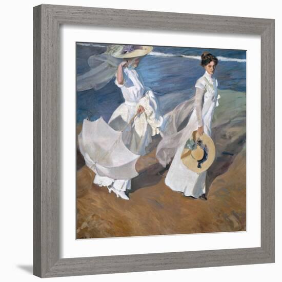 Strolling along the Seashore. 1909-Joaquin Sorolla-Framed Giclee Print