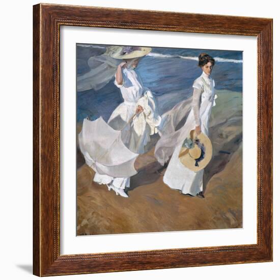 Strolling along the Seashore. 1909-Joaquin Sorolla-Framed Giclee Print