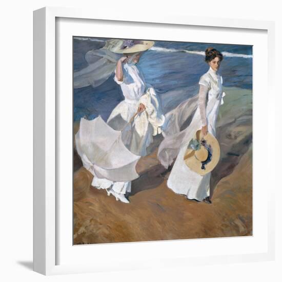 Strolling along the Seashore. 1909-Joaquin Sorolla-Framed Giclee Print