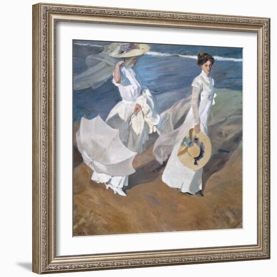 Strolling Along The Seashore-Joaquín Sorolla y Bastida-Framed Giclee Print