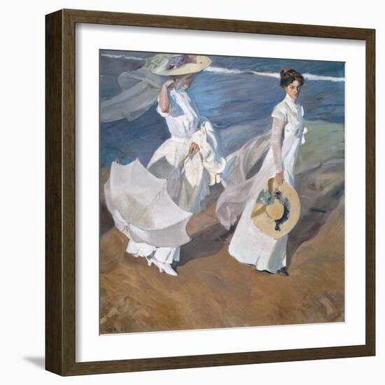 Strolling Along The Seashore-Joaquín Sorolla y Bastida-Framed Giclee Print