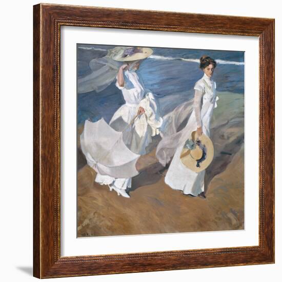 Strolling Along The Seashore-Joaquín Sorolla y Bastida-Framed Giclee Print