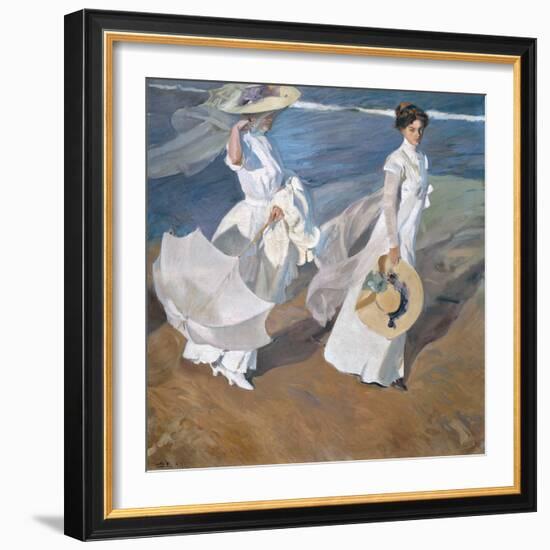 Strolling Along The Seashore-Joaquín Sorolla y Bastida-Framed Giclee Print