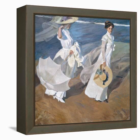 Strolling Along the Seashore-Joaquín Sorolla y Bastida-Framed Premier Image Canvas