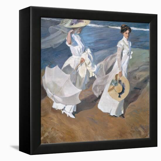 Strolling Along the Seashore-Joaquín Sorolla y Bastida-Framed Premier Image Canvas