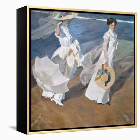 Strolling Along the Seashore-Joaquín Sorolla y Bastida-Framed Premier Image Canvas