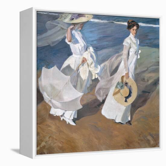 Strolling Along the Seashore-Joaquín Sorolla y Bastida-Framed Premier Image Canvas