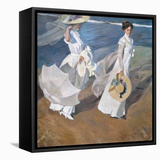 Strolling Along the Seashore-Joaquín Sorolla y Bastida-Framed Premier Image Canvas