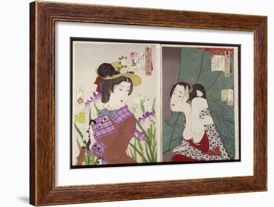 Strolling: the Appearance of an Upper-Class Wife of the Meiji Era and Itchy-Tsukioka Kinzaburo Yoshitoshi-Framed Giclee Print