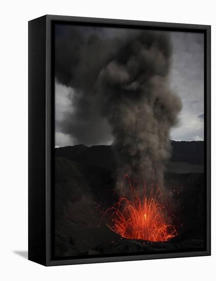 Strombolian Eruption of Mount Bromo Volcano, Tengger Caldera, Java, Indonesia-Stocktrek Images-Framed Premier Image Canvas