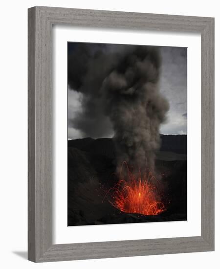 Strombolian Eruption of Mount Bromo Volcano, Tengger Caldera, Java, Indonesia-Stocktrek Images-Framed Photographic Print