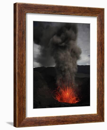 Strombolian Eruption of Mount Bromo Volcano, Tengger Caldera, Java, Indonesia-Stocktrek Images-Framed Photographic Print