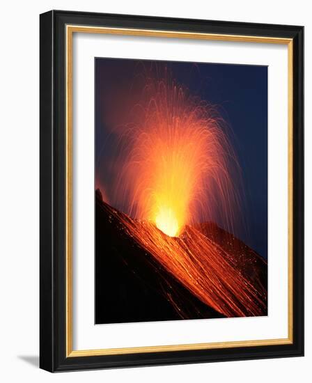 Strombolian Eruption of Stromboli Volcano, Aeolian Islands, Mediterranian Sea, Italy-Stocktrek Images-Framed Photographic Print