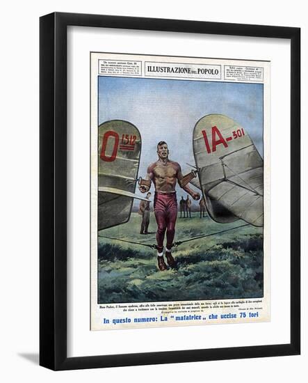 Strong Man and Aircraft-null-Framed Art Print