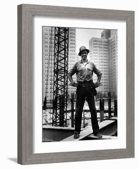 Structural Steel Worker Standing on a Girder-Grey Villet-Framed Photographic Print