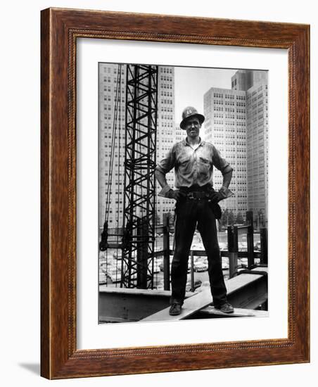 Structural Steel Worker Standing on a Girder-Grey Villet-Framed Photographic Print