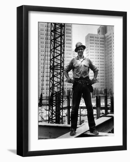 Structural Steel Worker Standing on a Girder-Grey Villet-Framed Photographic Print