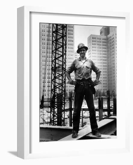 Structural Steel Worker Standing on a Girder-Grey Villet-Framed Photographic Print