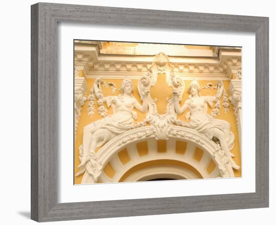 Stucco Decoration on Facade of Dvorana Glauberovych Spring Spa Building Dating from 19th Century-Richard Nebesky-Framed Photographic Print