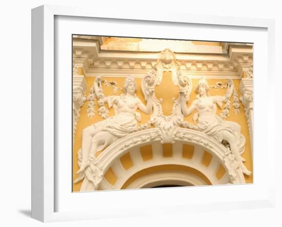 Stucco Decoration on Facade of Dvorana Glauberovych Spring Spa Building Dating from 19th Century-Richard Nebesky-Framed Photographic Print