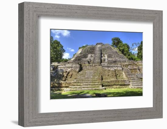 Stucco Mask (Lower Left), the High Temple, Lamanai Mayan Site, Belize, Central America-Richard Maschmeyer-Framed Photographic Print