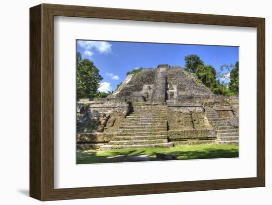 Stucco Mask (Lower Left), the High Temple, Lamanai Mayan Site, Belize, Central America-Richard Maschmeyer-Framed Photographic Print
