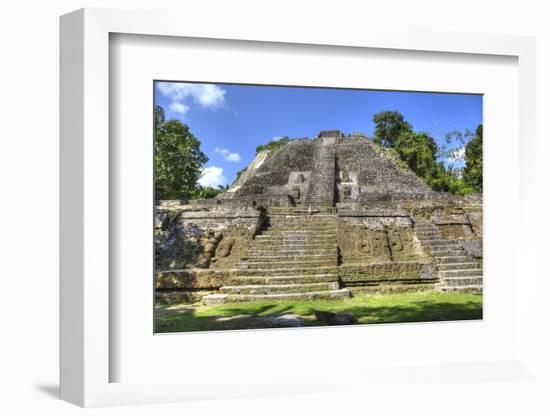 Stucco Mask (Lower Left), the High Temple, Lamanai Mayan Site, Belize, Central America-Richard Maschmeyer-Framed Photographic Print