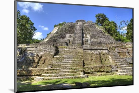 Stucco Mask (Lower Left), the High Temple, Lamanai Mayan Site, Belize, Central America-Richard Maschmeyer-Mounted Photographic Print