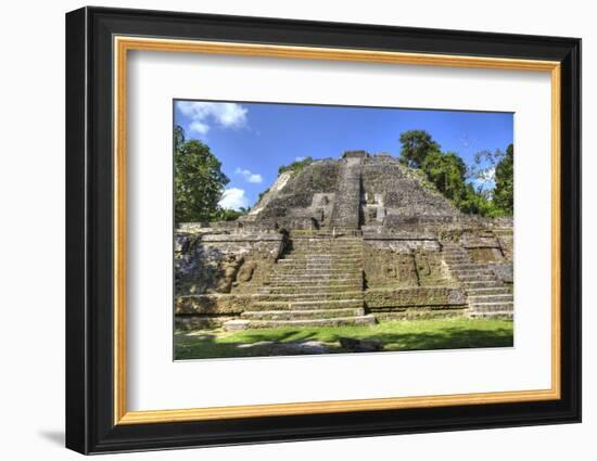 Stucco Mask (Lower Left), the High Temple, Lamanai Mayan Site, Belize, Central America-Richard Maschmeyer-Framed Photographic Print