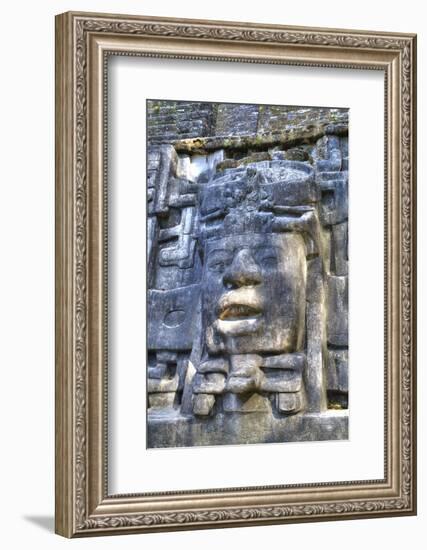 Stucco Mask, the Mask Temple, Lamanai Mayan Site, Belize, Central America-Richard Maschmeyer-Framed Photographic Print