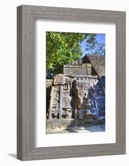 Stucco Mask, the Mask Temple, Lamanai Mayan Site, Belize, Central America-Richard Maschmeyer-Framed Photographic Print