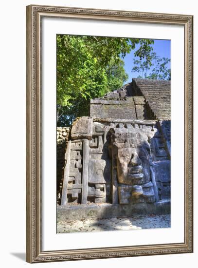 Stucco Mask, the Mask Temple, Lamanai Mayan Site, Belize, Central America-Richard Maschmeyer-Framed Photographic Print