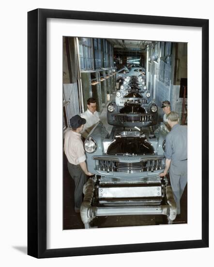 Studebaker Assembly Line in South Bend Indiana, c.1946-Bernard Hoffman-Framed Photographic Print