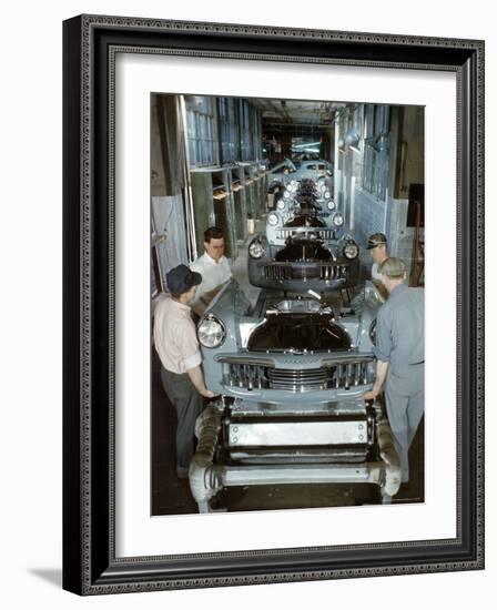 Studebaker Assembly Line in South Bend Indiana, c.1946-Bernard Hoffman-Framed Photographic Print