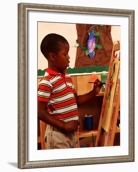 Student in Kindergarten Art Class-Bill Bachmann-Framed Photographic Print